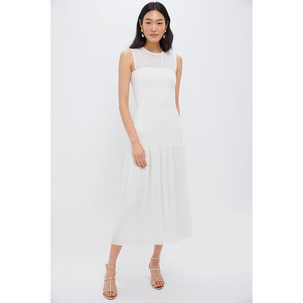 MOON RIVER Cream Pleated Maxi Dress Size L NWT Retail $114 Tuckernuck